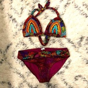 Agua Bendita Beautiful Beaded Crochet Bikini Set Sz M